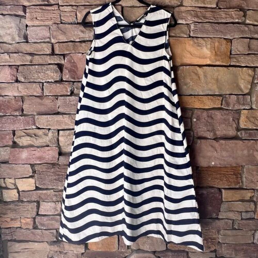 UNIQLO x Marimekko Striped‎ V-neck Sleeveless Flared Oversized Midi Dress S - Picture 2 of 11